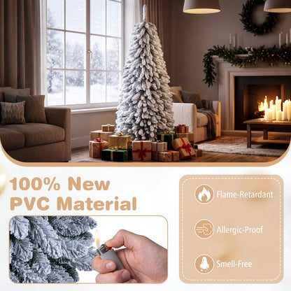 6FT Pop up Artificial Christmas Tree, Snow Flocked Xmas Tree