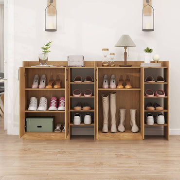 Shoe Storage Organizer with 2 Adjustable Inner Shelves and 4 Open Shelves