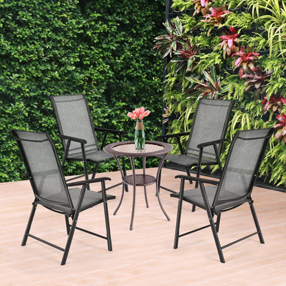 Patio Bistro Table with Tempered Glass Top and Storage Shelf