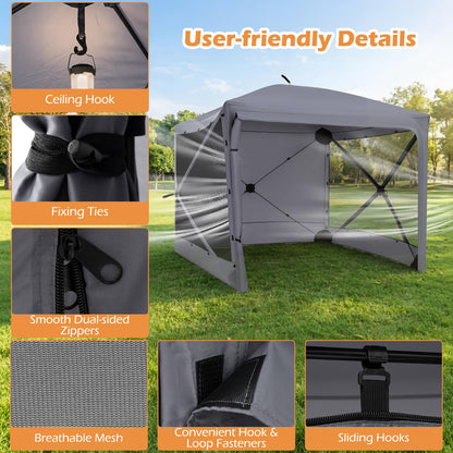 Pop Up Screened Gazebo, 4/6-Sided Instant Camping Shelter Tent with Bug-Proof Mesh Sidewalls