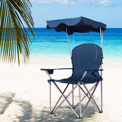 Folding Beach Chair with Shade Canopy and Carry Bag