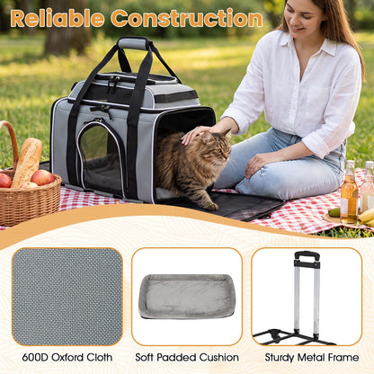 Airline Approved Rolling Cat and Dog Carrier with and Telescopic Handle