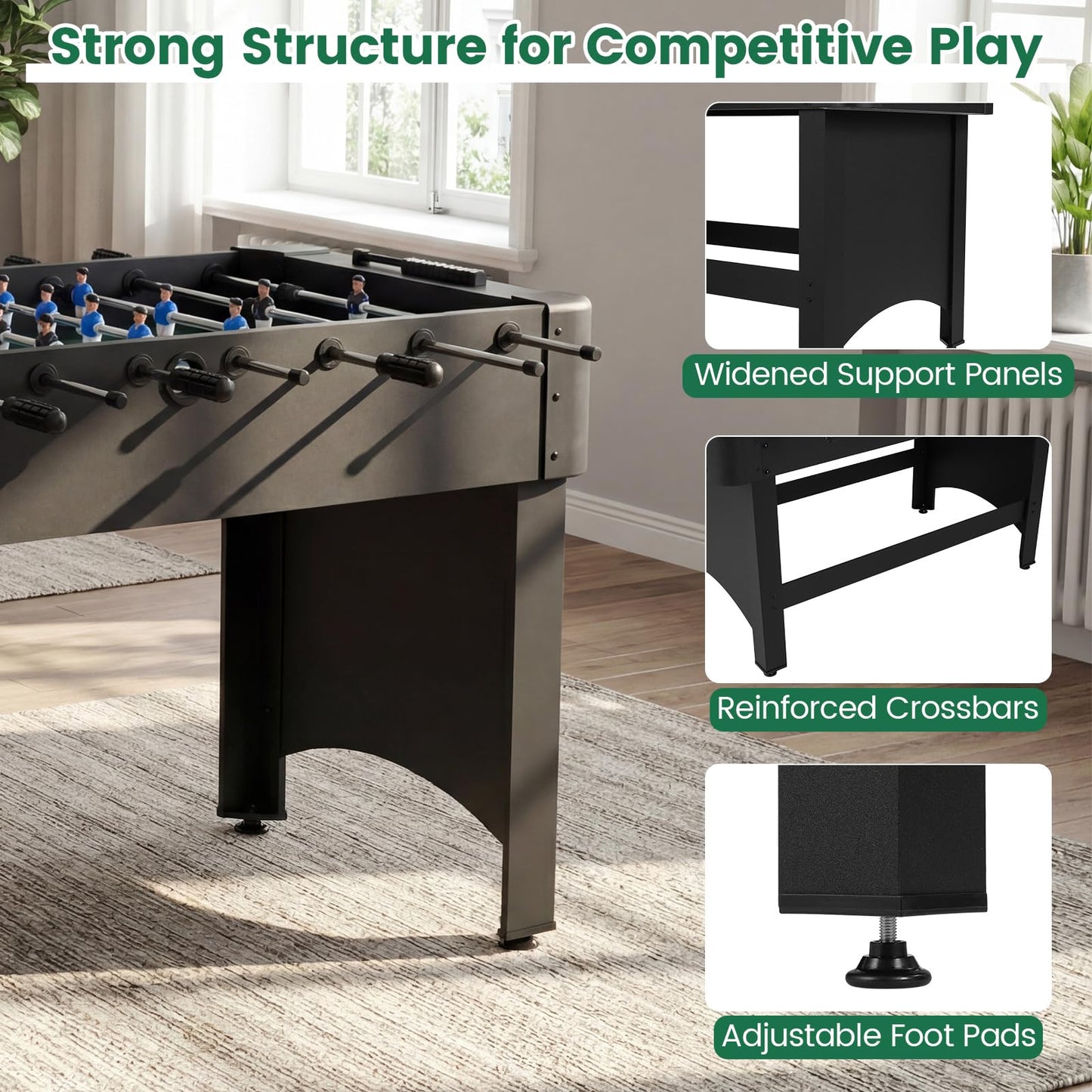 119 CM Competition Full Size Soccer Game Table with 22 Players