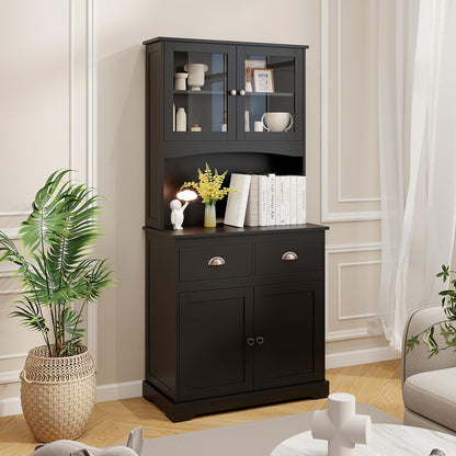 Tall Kitchen Cupboard, 4 Door, 2 Adjustable Shelves, 2 Drawers
