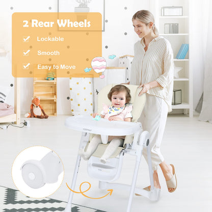 Height Adjustable Folding Highchair for Babies and Toddlers
