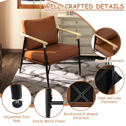 PU Leather Accent Chair with Removable Back Pillow
