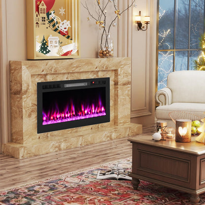 WiFi-Enabled Electric Fireplace Compatible with Alexa and Google Assistant