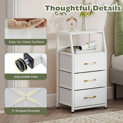 3-Drawer Storage Cabinet Vertical Storage Dresser with Detachable
