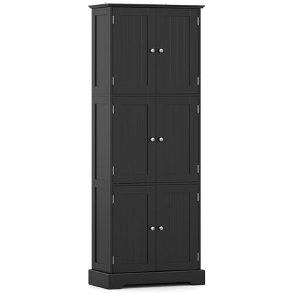 Tall Kitchen Cupboard, 6-Tier Storage Cabinet with 6 Doors