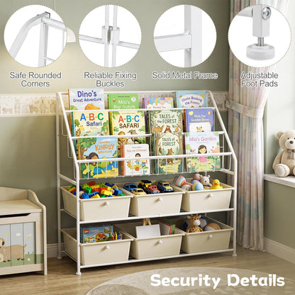 Toy Storage Organizer, Kids Bookshelf with 6 Removable Drawers