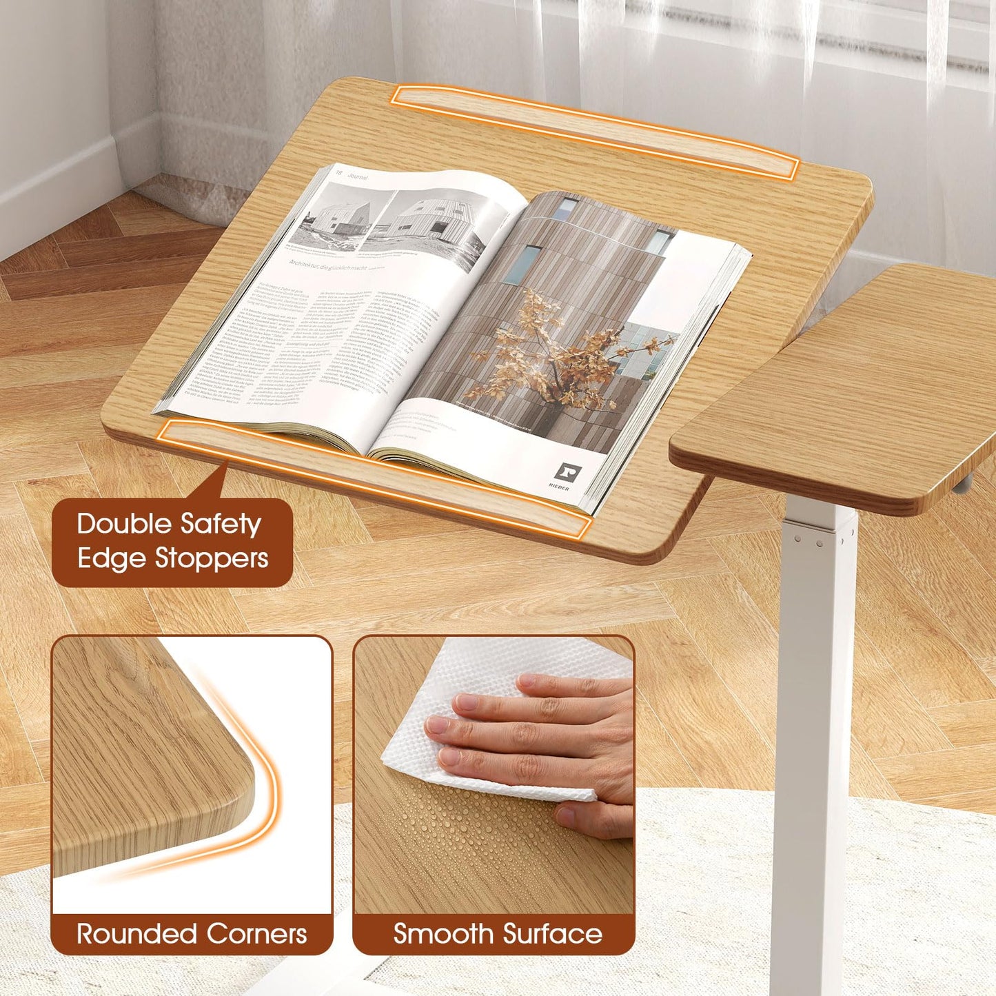 Mobile Over Bed Desk Height Adjustable Standing Laptop Cart with Tilting Tabletop