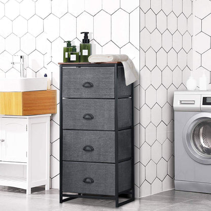 4 Fabric Nightstand Bedside Storage Cabinet Folding Drawers