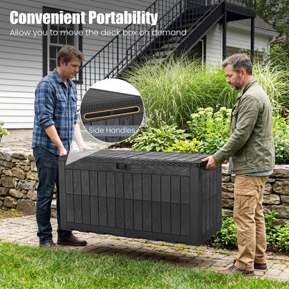 Garden Storage Box, Waterproof Resin Deck Box Bench with Lockable Lid & Handles