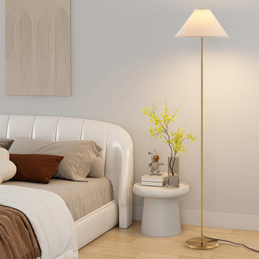 Elegant Floor Lamp with Linen Shade and Foot-Operated Switch