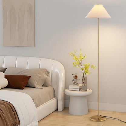 Elegant Floor Lamp with Linen Shade and Foot-Operated Switch