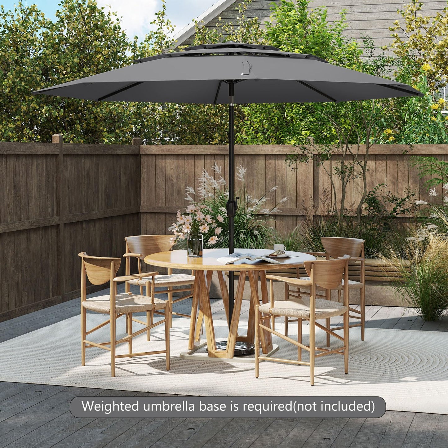 Heavy Duty 8 Ribs Patio Umbrella with Crank Handle and Tilt Function