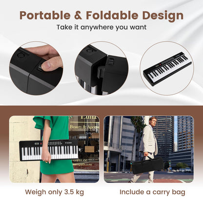 88 Key Folding Digital Piano Keyboard with Microphone