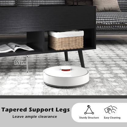 Lift Up Top Coffee Table with Hidden Storage Compartment and Open Shelf