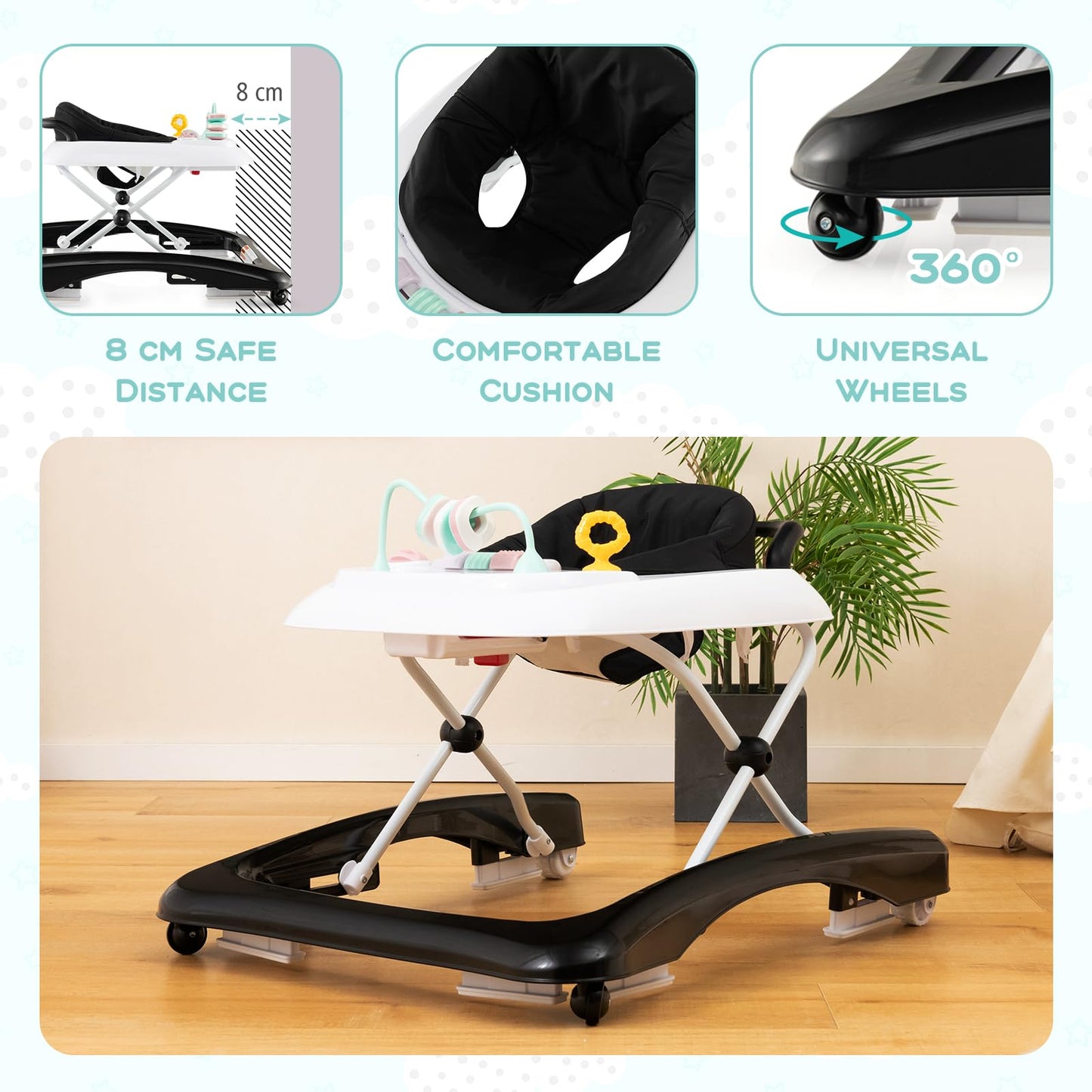 Push Along and Walker Combo with Adjustable Height