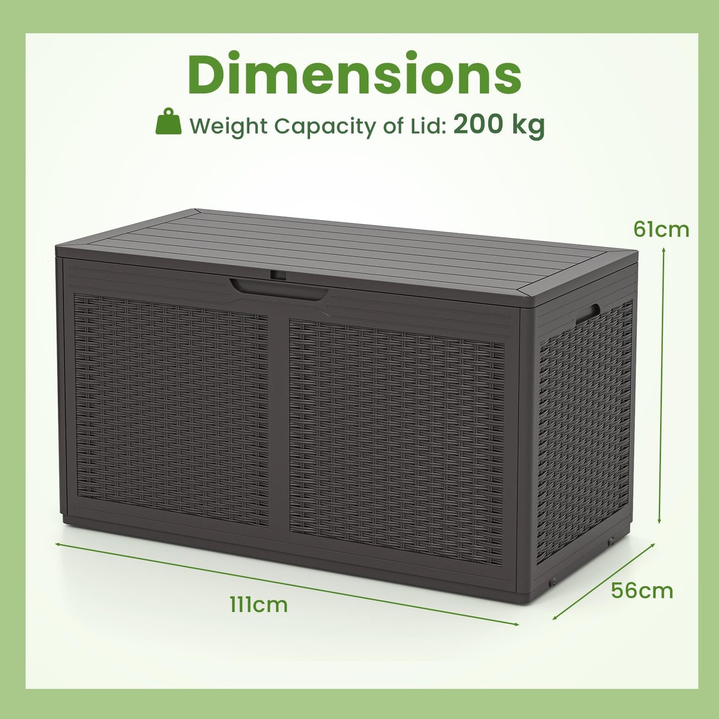 380L Resin Deck Box with Lockable Lid and Wheels