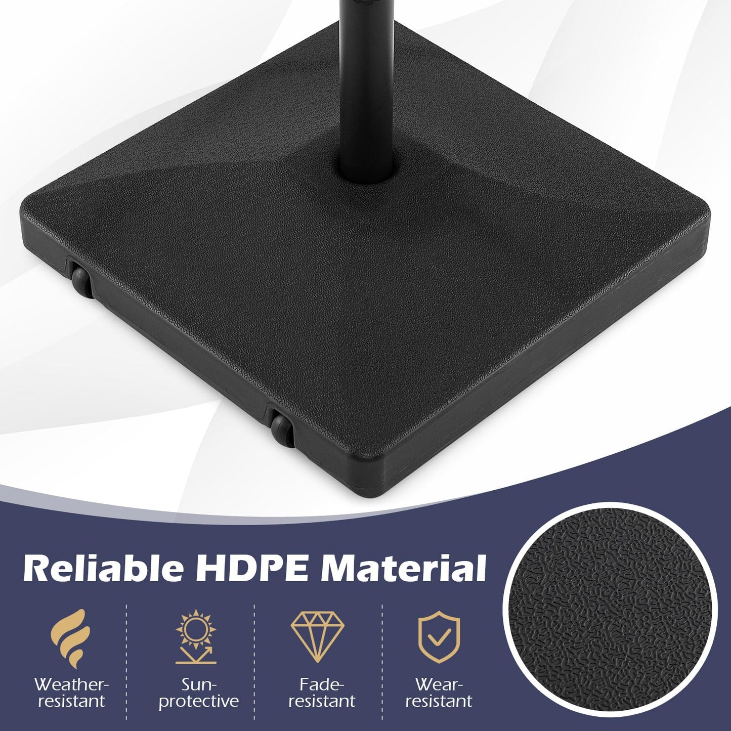 40KG Patio Parasol Base, Water and Sand Fillable Umbrella Stand