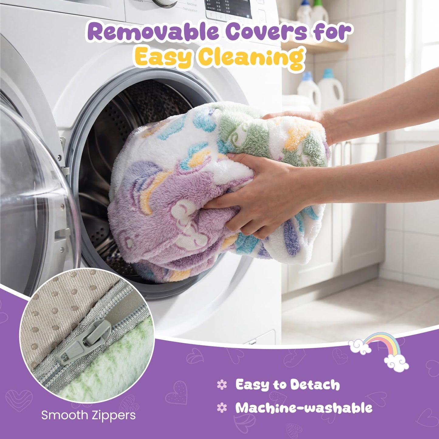 Glow In the Dark Kids Couch with Washable Zippered Covers and Extra Pillow