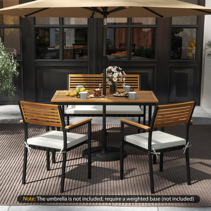 4-Piece Patio Dining Set Outdoor Wood Metal Furniture