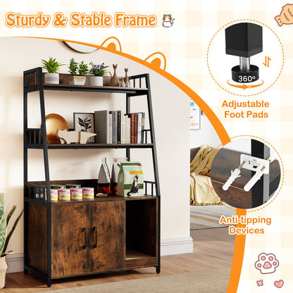 Cat Litter Box Enclosure, Hidden Cats Washroom Furniture with 3-tier Storage Shelves