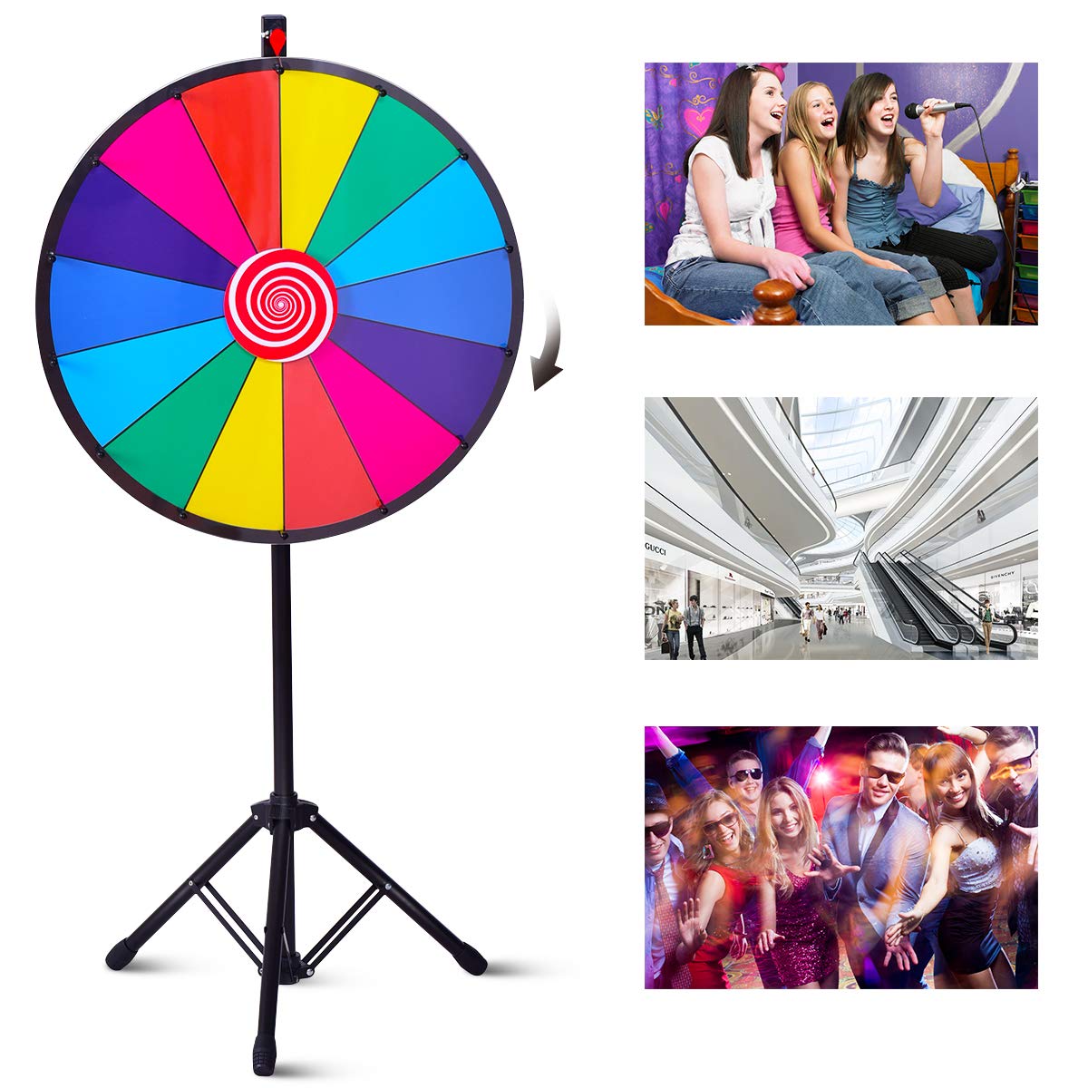 Colored Fortune wheel with Height-Adjustable Tripod