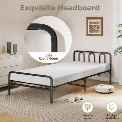Portable Folding Bed with Headboard and Footboard for Guest Room