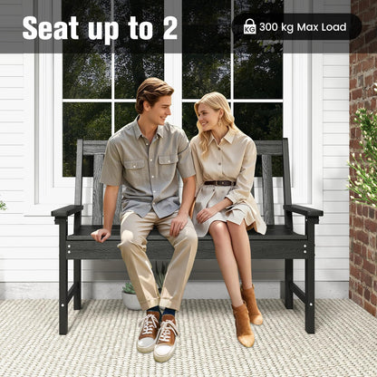 2-Seater All-Weather HDPE Patio Loveseat Park Bench Chair