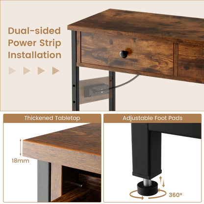 Entryway Narrow Console Table with Charging Station