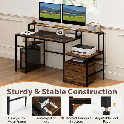 166CM Computer Desk with Charging Station, for Home Office, Study