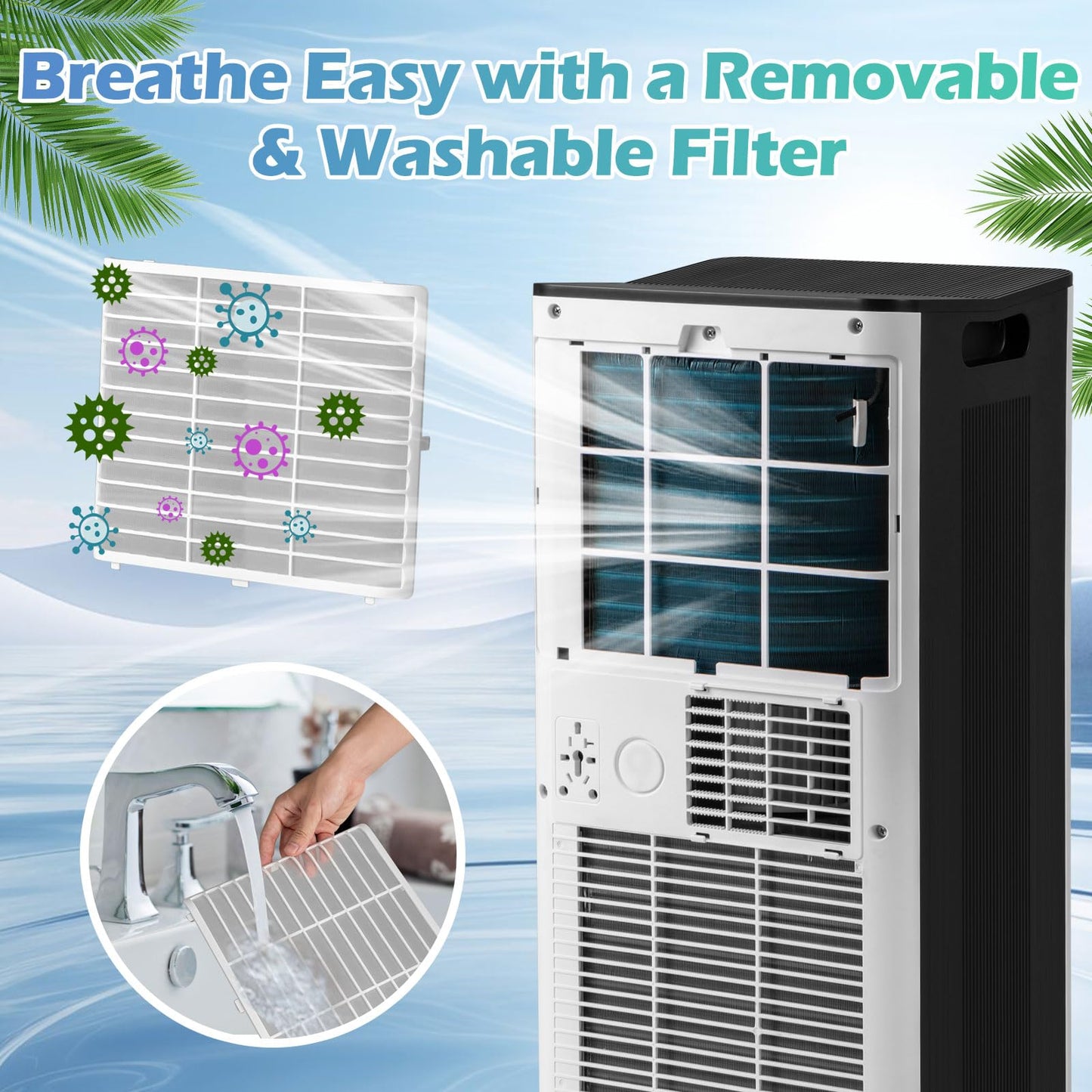 Giantex 4-in-1 Portable Air Conditioner 9000 BTU Air Conditioning Unit with 2 Speeds Fan Dehumidifier & Sleep Mode