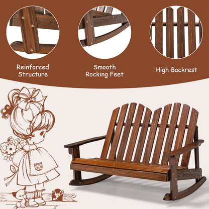 2 Person Outdoor Rocking Adirondack Chair Bench for Kids