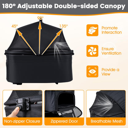 Pet Stroller, 3 in 1 Folding Dog Pram with Detachable Car Seat Carrier