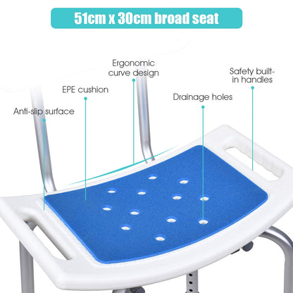 Shower Chair with Backrest and Handles