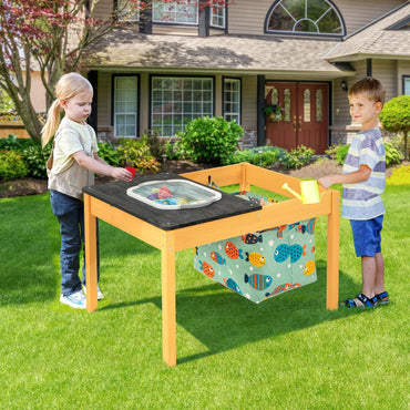 Sand and Water Table, Wooden Sensory Tables with Detachable Storage Bag