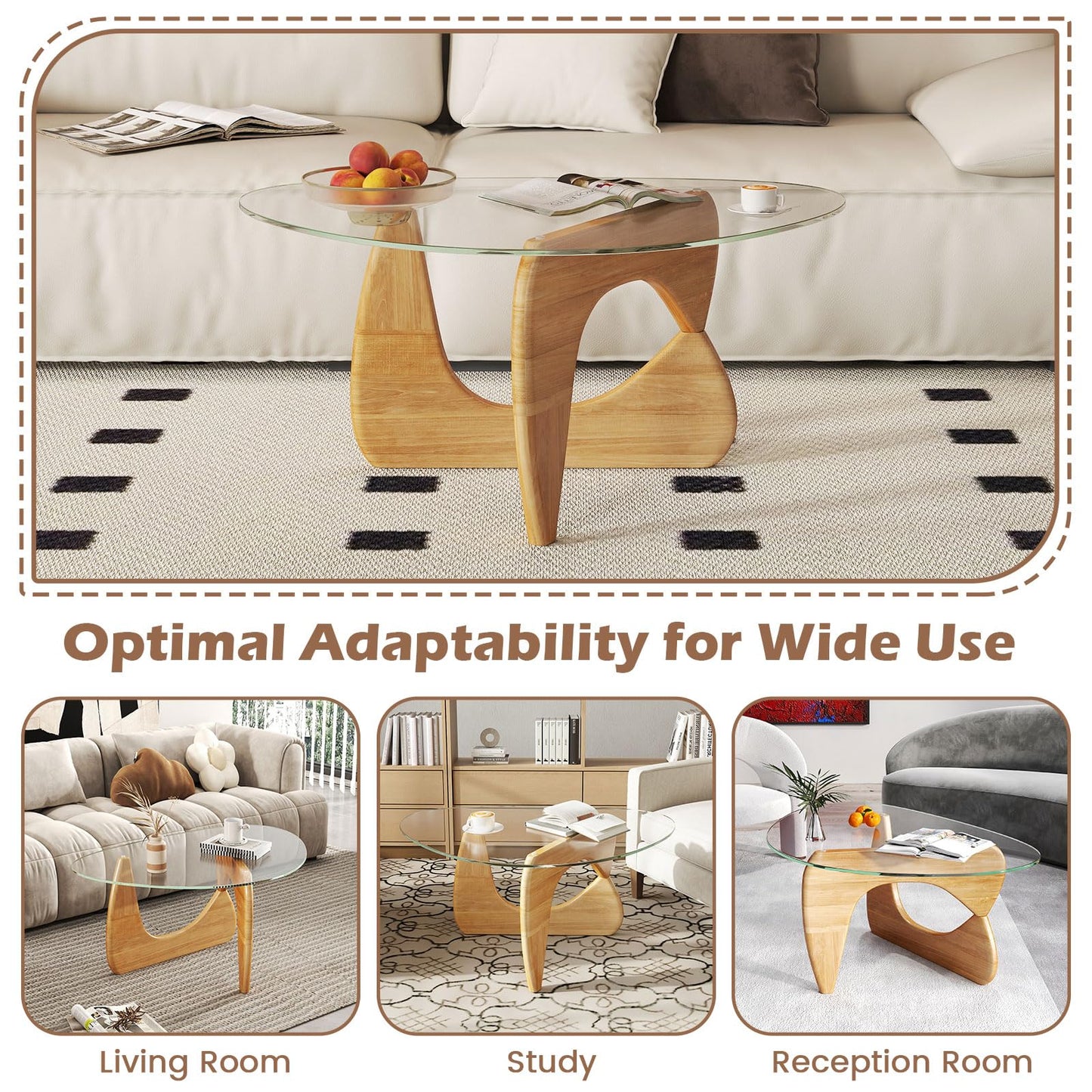 Triangle Coffee Table, Tempered Glass Cocktail Center Table Unit