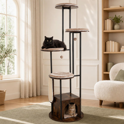 183cm Tall Multi-Level Cat Tree, Morden Cat Tower