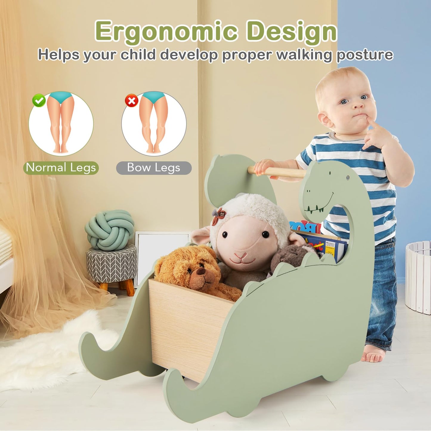 2 in 1 Toddler Shopping Cart with 4 Universal Wheels