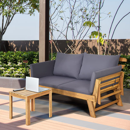 3 in 1 Convertible Cushioned Loveseat Lounger Couch with Folding Armrests and Pillows