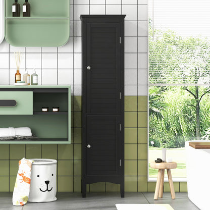 Freestanding Tall Bathroom Floor Cabinet with Adjustable Shelf and 2 Doors