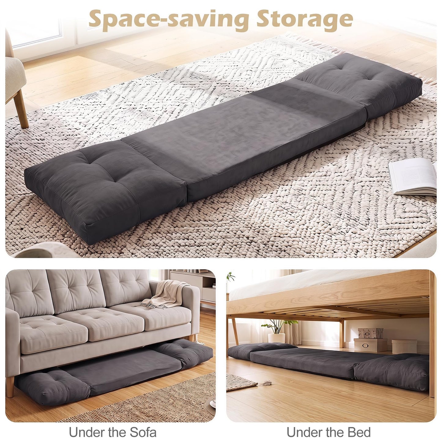 Folding Sofa Chair, 5-Position Adjustable Floor Chair Bed