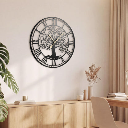 Large Wall Clock, 27”/68cm Metal Non-Ticking Decorative Clock