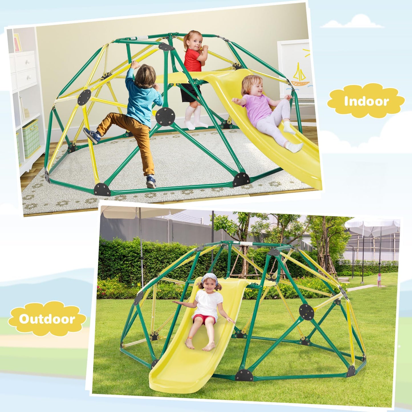 Toddler Climbing Frame Monkey Bar Jungle Gym with Fabric Cushion