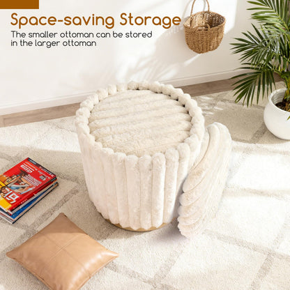 Modern Ottoman Set of 2 with Detachable Lids and Hidden Storage Space