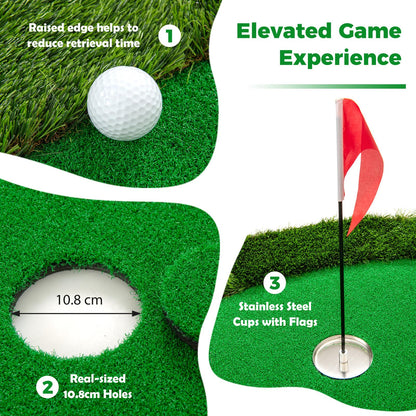 5 x 10 FT Professional Golf Practice Mat Putt Green Carpet with 3 Holes and Balls