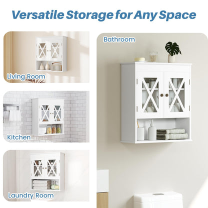 Wall Mounted Bathroom Cabinet with with 2 Acrylic Doors Medicine Cabinet