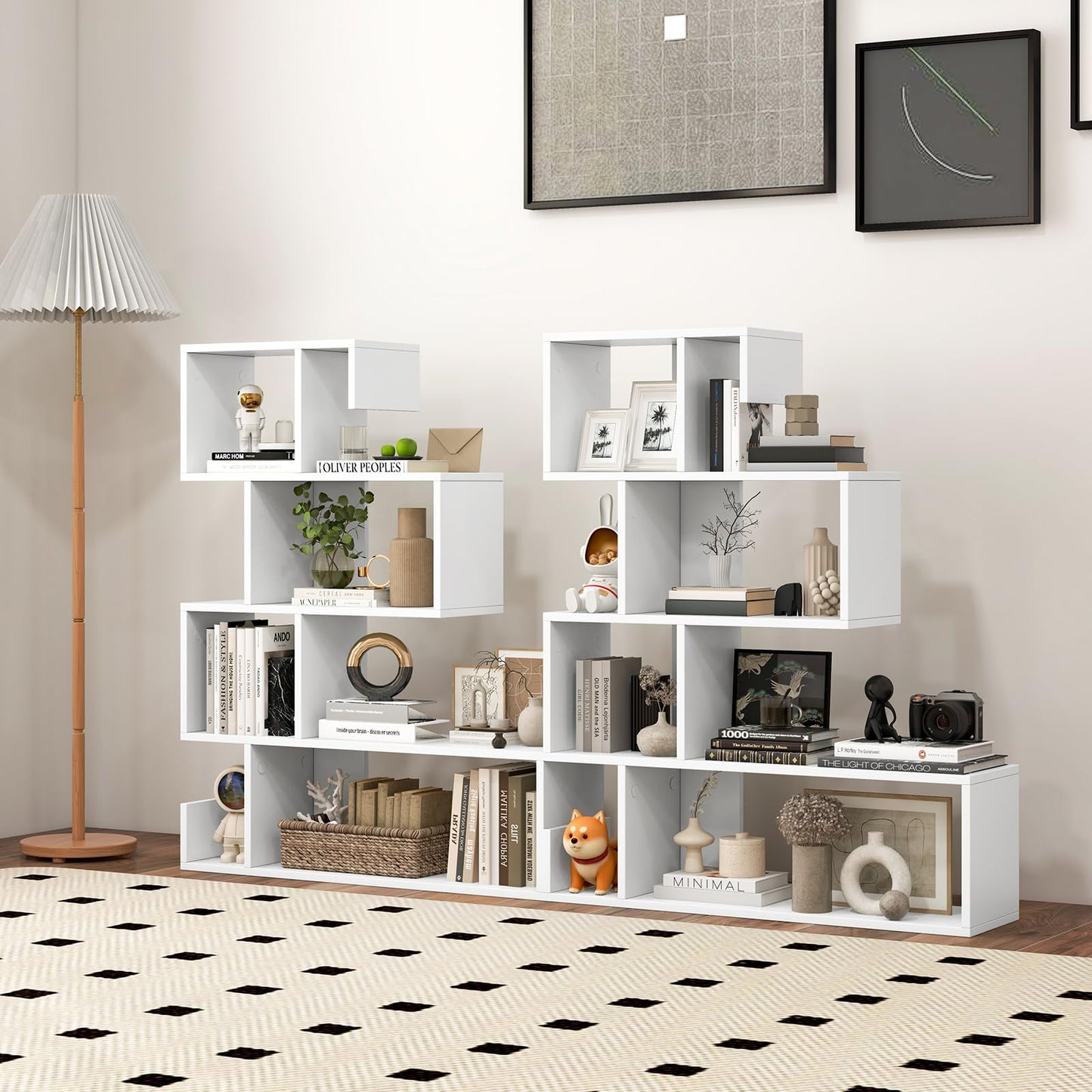 4 Tier Wooden Bookshelf for Living Room Bedroom Office